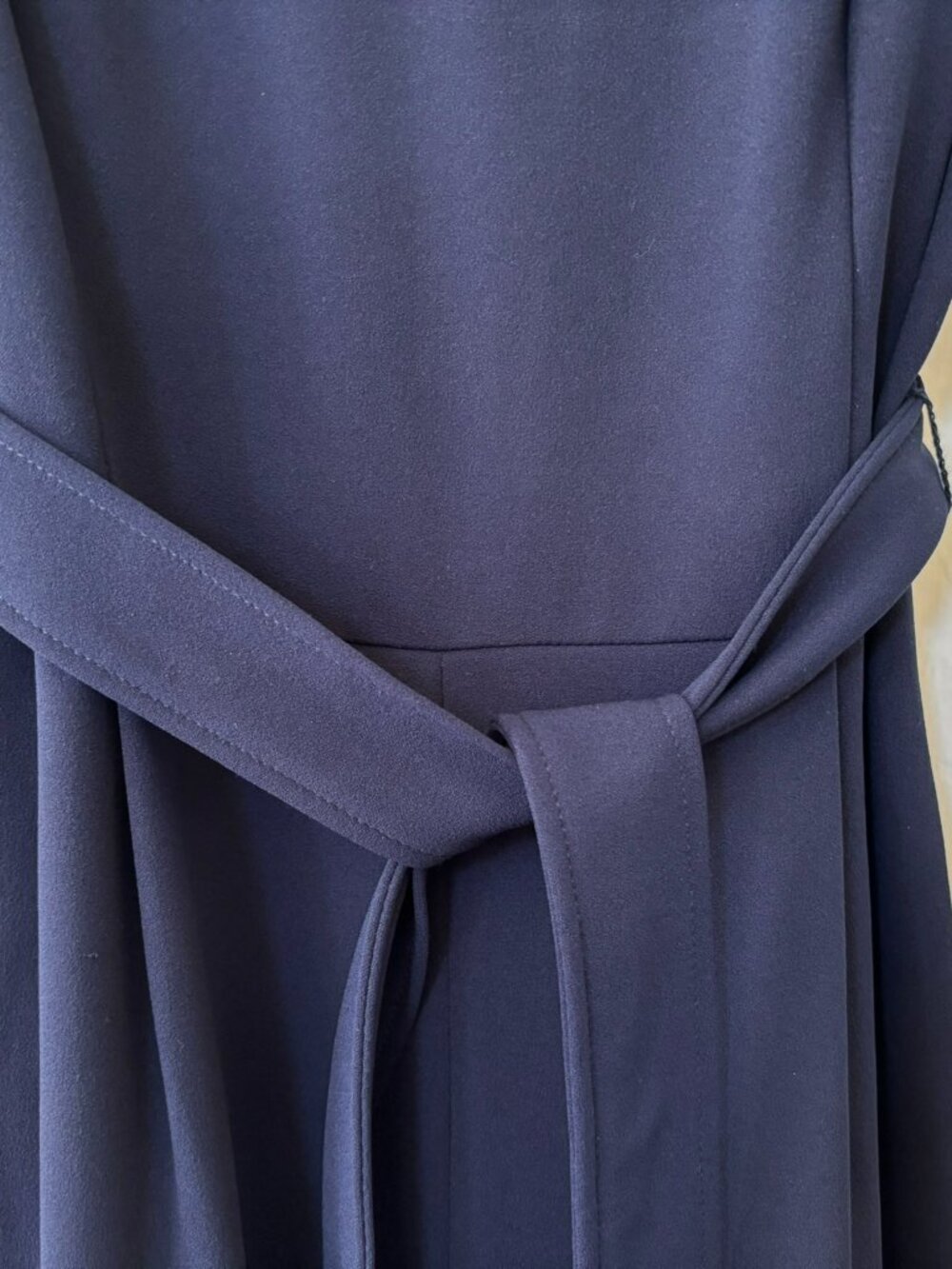 Calvin Klein Navy Sleeveless V-Neck Cropped Wide Leg Belted Jumpsuit 10 - Picture 7 of 9